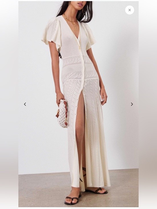 ba&sh Dresses & Skirts - ba&sh AVIVA romantic feminine minimalist Knit maxi dress V-Neck ecru